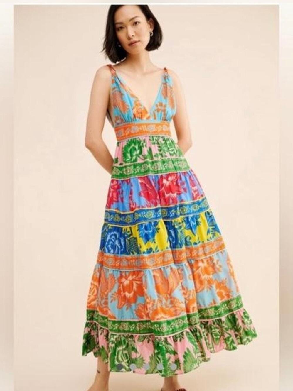 Farm Rio Lace Garden Mix Maxi Dress Size Small